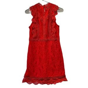 Lulus Small Scarlett High Neck Sleeveless Eyelet Lace Dress